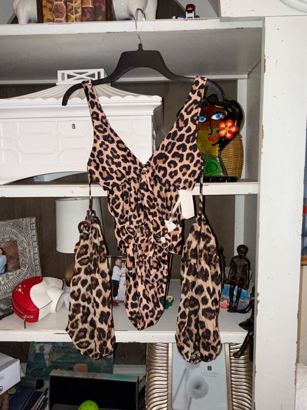 Miss Circle NY medium M animal print one piece swimsuit detachable sleeves
